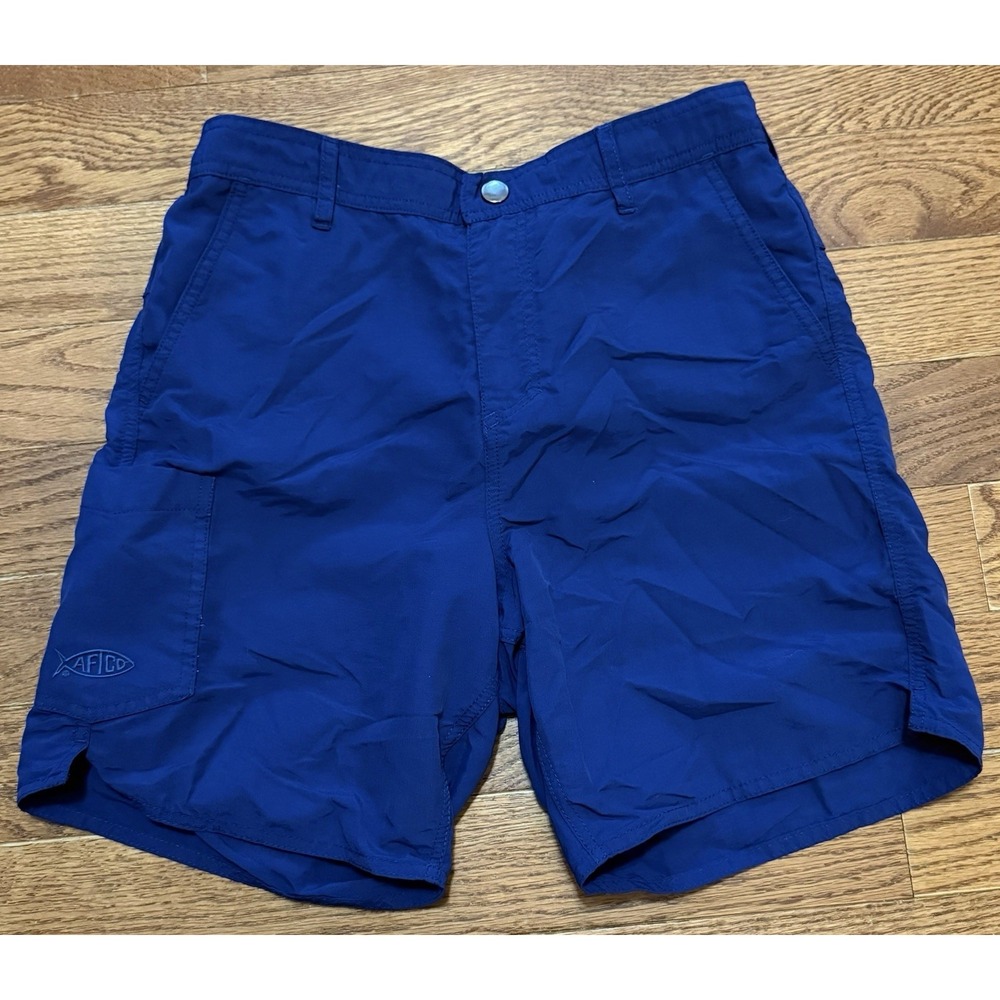 AFTCO Shorts Mens Size 28 Blue Fishing Unlined  7" Inseam Outdoor Performance